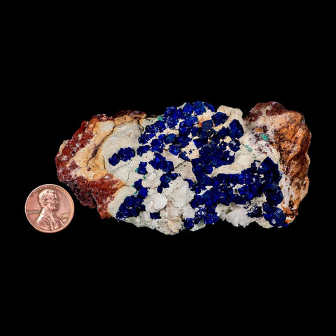 3.8" Dark Blue Azurite Cube Crystals On Matrix Colorful Mineral Specimen Morocco