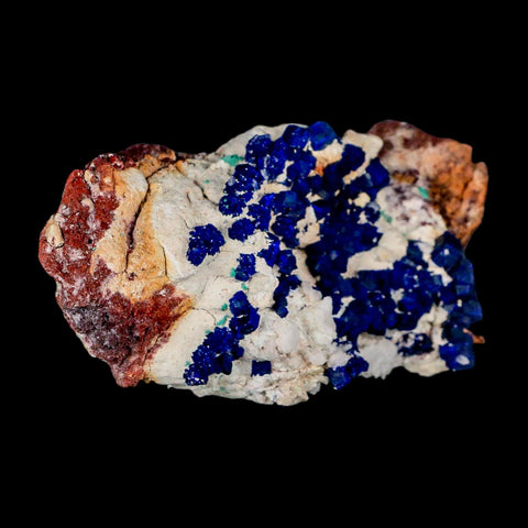 3.8" Dark Blue Azurite Cube Crystals On Matrix Colorful Mineral Specimen Morocco