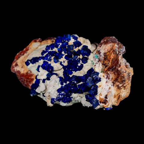 3.8" Dark Blue Azurite Cube Crystals On Matrix Colorful Mineral Specimen Morocco