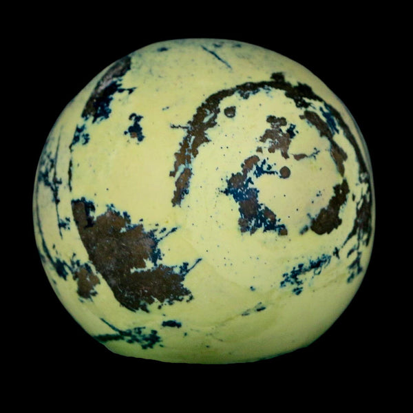 XL 51MM Natural Green & Yellow Serpentine Pyrite Sphere Ball Orb Peru Stand