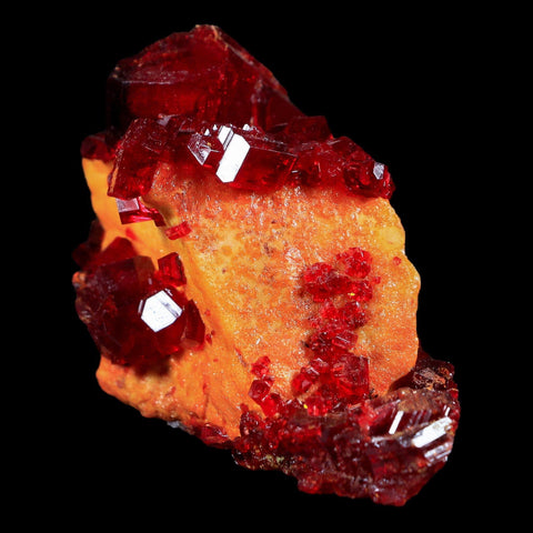 3.5" Stunning Red Pruskite Yellow Base Crystal Mineral Specimen From Poland - Fossil Age Minerals