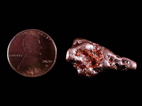 1.1" Solid Native Copper Polished Nugget Mineral Keweenaw Michigan 0.6 OZ - Fossil Age Minerals