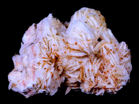 XL 4.3" Sparkly Orange Vanadinite Crystals On White Barite Blades Mineral Morocco - Fossil Age Minerals