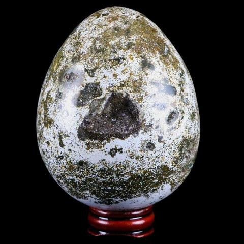 XXL 72MM Natural Polished Ocean Jasper Crystal Vug Egg Madagascar 1 LB 3.8 OZ Free Stand - Fossil Age Minerals