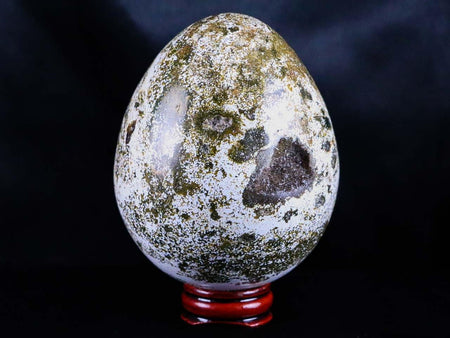 XXL 72MM Natural Polished Ocean Jasper Crystal Vug Egg Madagascar 1 LB 3.8 OZ Free Stand