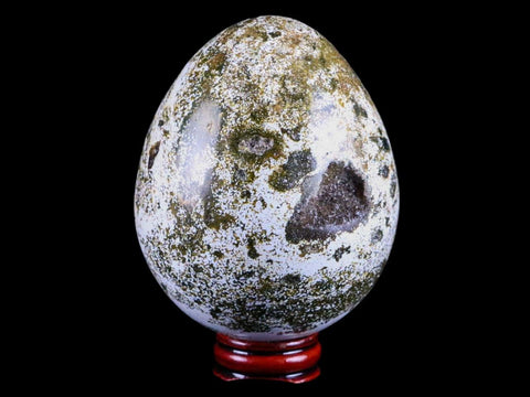 XXL 72MM Natural Polished Ocean Jasper Crystal Vug Egg Madagascar 1 LB 3.8 OZ Free Stand - Fossil Age Minerals