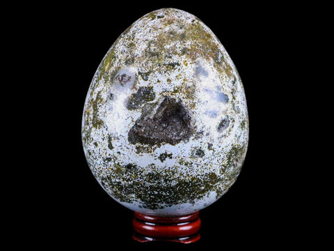 XXL 72MM Natural Polished Ocean Jasper Crystal Vug Egg Madagascar 1 LB 3.8 OZ Free Stand - Fossil Age Minerals