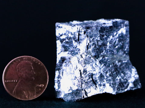 Rough Natural Silver Metallic Galena Crystal Mineral Mibladen Morocco 3.4 OZ - Fossil Age Minerals