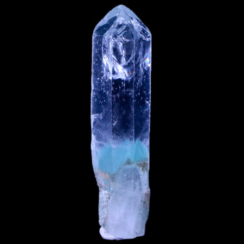 2" Natural Clear Crystal Quartz Point With Green Fuchsite Inside Stand - Fossil Age Minerals