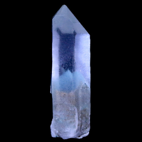 1.2" Natural Clear Crystal Quartz Point With Green Fuchsite Inside Stand - Fossil Age Minerals