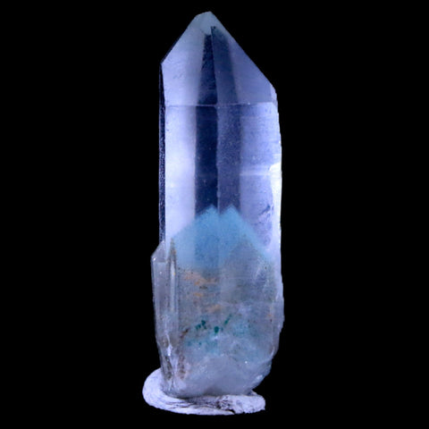 1.2" Natural Clear Crystal Quartz Point With Green Fuchsite Inside Stand - Fossil Age Minerals