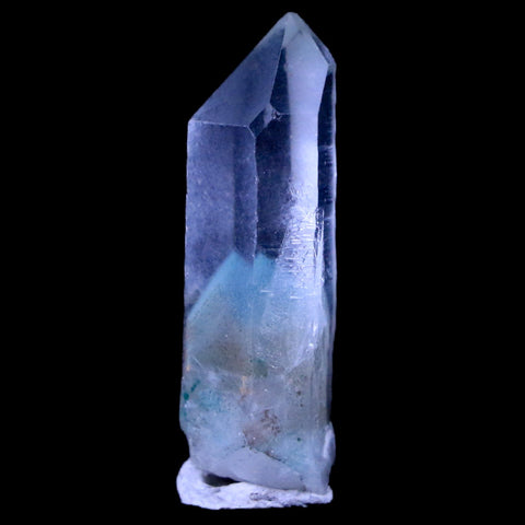 1.2" Natural Clear Crystal Quartz Point With Green Fuchsite Inside Stand - Fossil Age Minerals