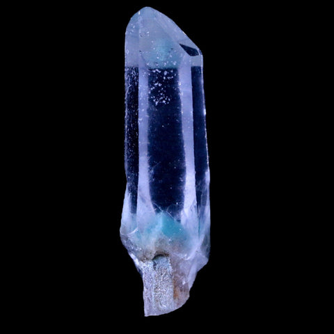 2.1" Natural Clear Crystal Quartz Point With Green Fuchsite Inside Stand - Fossil Age Minerals