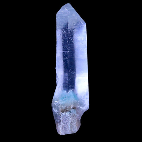 2.1" Natural Clear Crystal Quartz Point With Green Fuchsite Inside Stand - Fossil Age Minerals