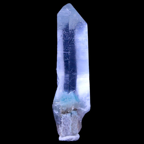 2.1" Natural Clear Crystal Quartz Point With Green Fuchsite Inside Stand - Fossil Age Minerals
