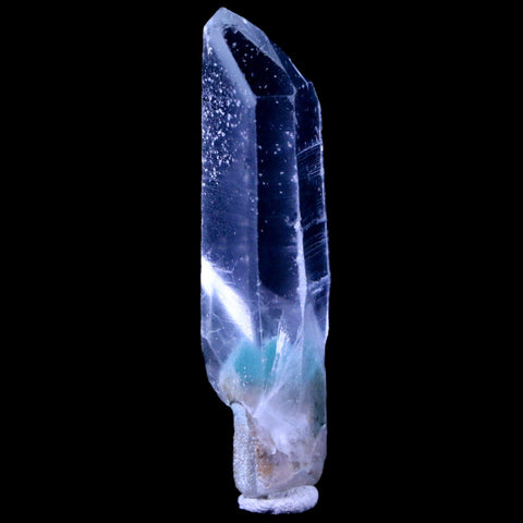 2.1" Natural Clear Crystal Quartz Point With Green Fuchsite Inside Stand - Fossil Age Minerals