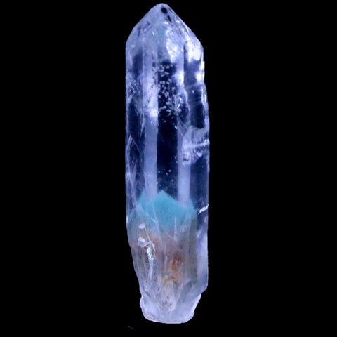 1.8" Natural Clear Crystal Quartz Point With Green Fuchsite Inside Stand - Fossil Age Minerals