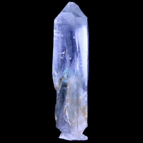 2.5" Natural Clear Crystal Quartz Point With Green Fuchsite Inside Stand - Fossil Age Minerals