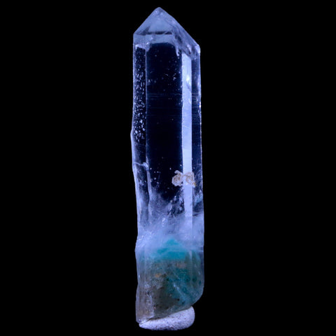 2.2" Natural Clear Crystal Quartz Point With Green Fuchsite Inside Stand - Fossil Age Minerals