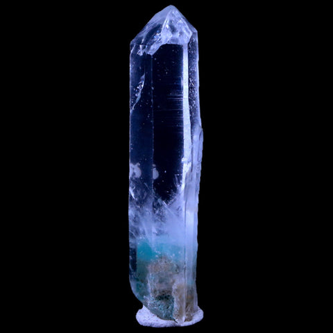 2.2" Natural Clear Crystal Quartz Point With Green Fuchsite Inside Stand - Fossil Age Minerals