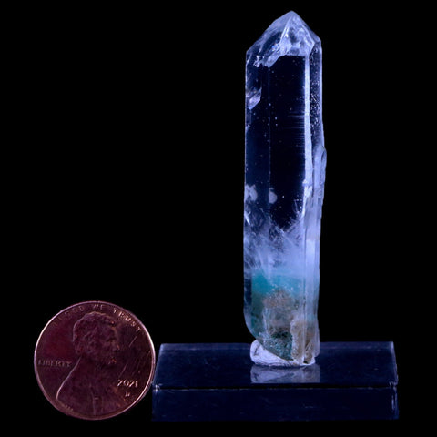 2.2" Natural Clear Crystal Quartz Point With Green Fuchsite Inside Stand - Fossil Age Minerals