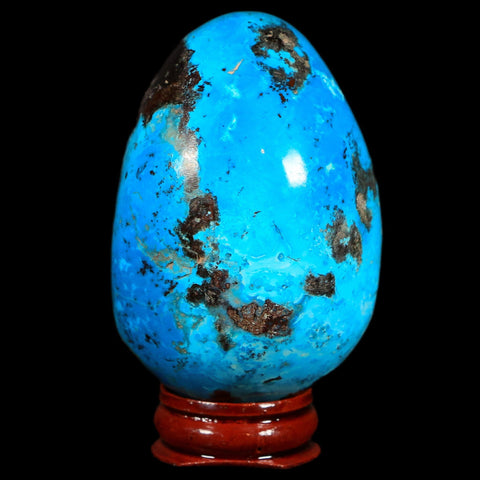 2.7" Chrysocolla Polished Egg Teal And Blue Color Vugs Location Peru Free Stand - Fossil Age Minerals