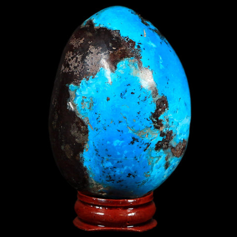 2.7" Chrysocolla Polished Egg Teal And Blue Color Vugs Location Peru Free Stand - Fossil Age Minerals