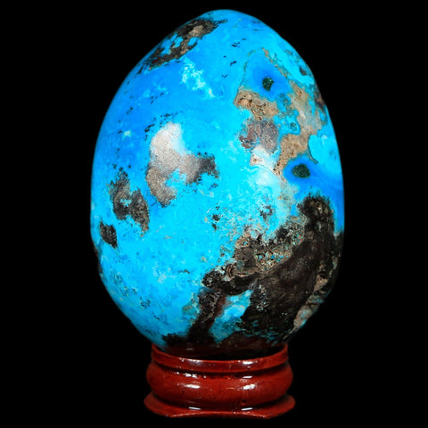 2.7" Chrysocolla Polished Egg Teal And Blue Color Vugs Location Peru Free Stand - Fossil Age Minerals