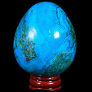2.7" Chrysocolla Polished Egg Teal And Blue Color Vugs Location Peru Free Stand
