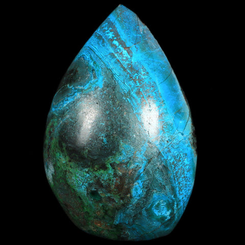 3.7" Chrysocolla Polished Free Form Self Standing Blue And Teal Color Location Peru - Fossil Age Minerals