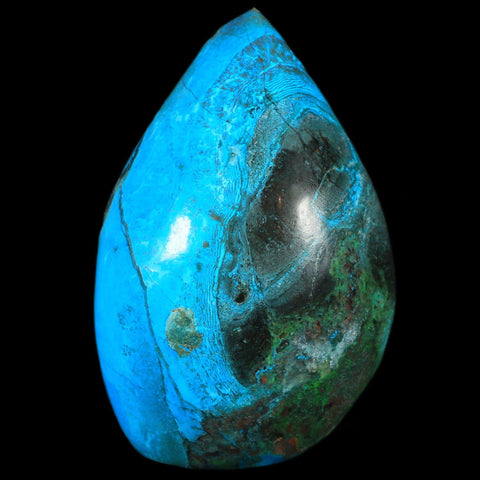 3.7" Chrysocolla Polished Free Form Self Standing Blue And Teal Color Location Peru - Fossil Age Minerals