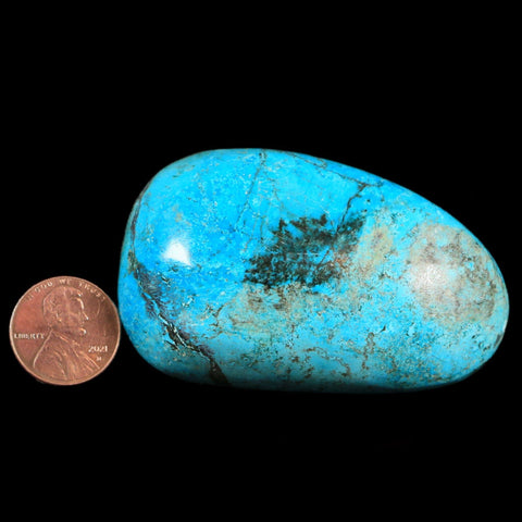 2.6" Chrysocolla Palm Stone Polished Free Form Blue And Teal Color Location Peru - Fossil Age Minerals