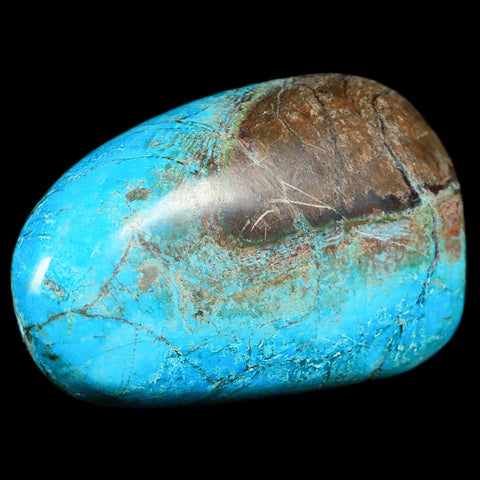 2.6" Chrysocolla Palm Stone Polished Free Form Blue And Teal Color Location Peru - Fossil Age Minerals