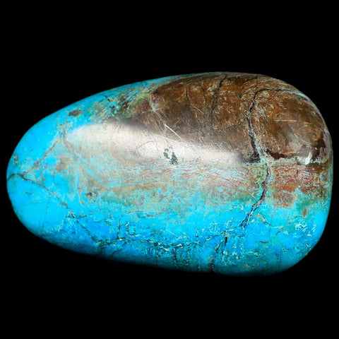 2.6" Chrysocolla Palm Stone Polished Free Form Blue And Teal Color Location Peru - Fossil Age Minerals