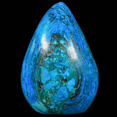 2.7" Chrysocolla Polished Free Form Self Standing Blue And Teal Color Location Peru - Fossil Age Minerals