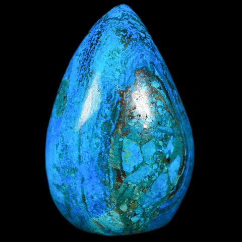 2.7" Chrysocolla Polished Free Form Self Standing Blue And Teal Color Location Peru - Fossil Age Minerals