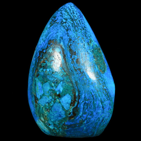 2.7" Chrysocolla Polished Free Form Self Standing Blue And Teal Color Location Peru - Fossil Age Minerals