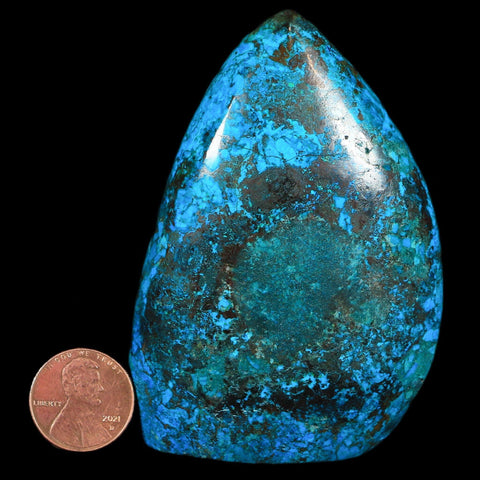 3.2" Chrysocolla Polished Free Form Self Standing Blue And Teal Color Location Peru - Fossil Age Minerals