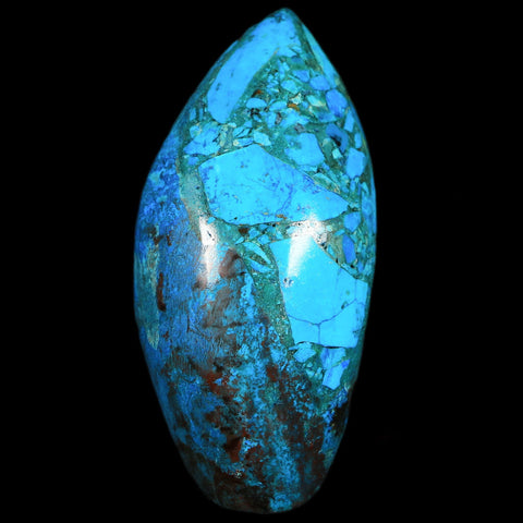 3.4" Chrysocolla Polished Free Form Self Standing Blue And Teal Color Location Peru - Fossil Age Minerals