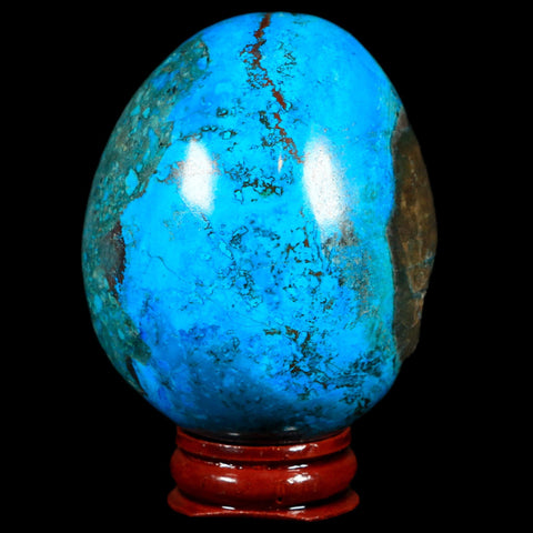 2.6" Chrysocolla Polished Egg Teal And Blue Color Vugs Location Peru Free Stand - Fossil Age Minerals