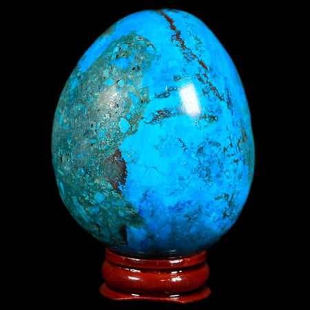 2.6" Chrysocolla Polished Egg Teal And Blue Color Vugs Location Peru Free Stand