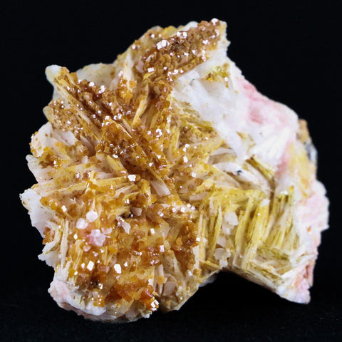 1.7" Red Vanadinite Crystals Yellow, White Barite Blades Mineral Morocco 1.5 OZ - Fossil Age Minerals