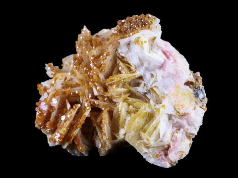 1.7" Red Vanadinite Crystals Yellow, White Barite Blades Mineral Morocco 1.5 OZ - Fossil Age Minerals