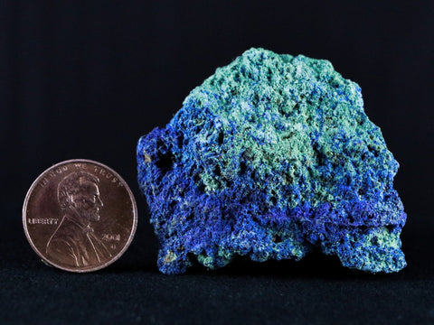 1.7" Azurite Crystals & Malachite On Matrix Mineral Specimen Morocco 1.2 OZ - Fossil Age Minerals