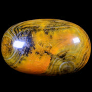 2.3" Polished Yellow Silk Banded Agate Chalcedony Mineral Palm Stone 4.2 OZ