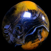 2.1" Polished Yellow Silk Banded Agate Chalcedony Mineral Palm Stone 3.8 OZ