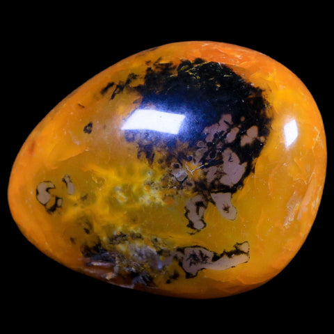 2.4" Polished Yellow Silk Banded Agate Chalcedony Mineral Palm Stone 3.9 OZ - Fossil Age Minerals