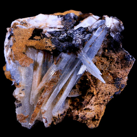 2.3" Ice Blue Barite Blades Crystal Mineral Specimen Mabladen Morocco 3.5 OZ - Fossil Age Minerals