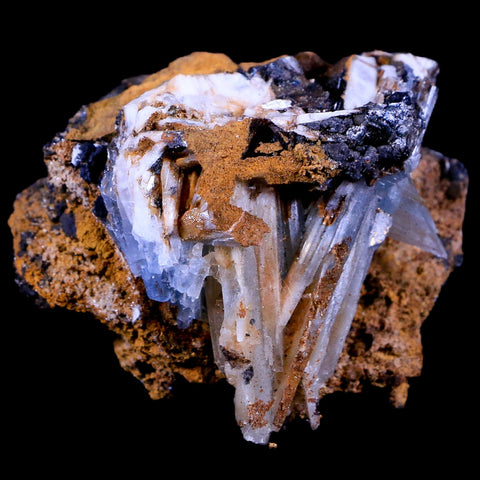 2.3" Ice Blue Barite Blades Crystal Mineral Specimen Mabladen Morocco 3.5 OZ - Fossil Age Minerals