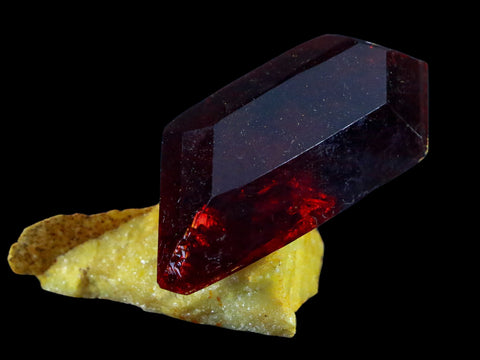 2.3" Stunning Red Pruskite Yellow Base Crystal Mineral Specimen From Poland - Fossil Age Minerals